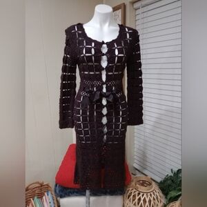 Elegant Black Crochet Women Sweater